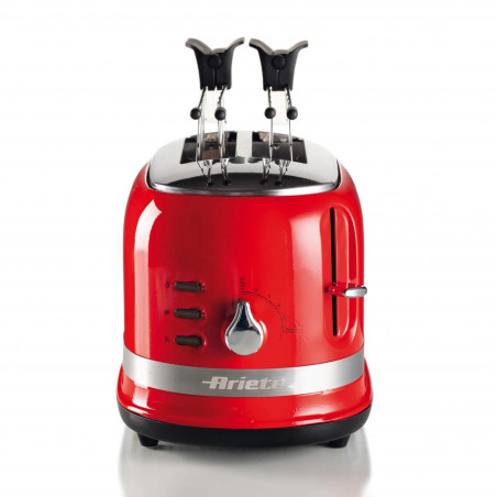 Prajitor de paine Ariete MODERNA 0149/00, 815W, 2 felii, 3 functii, 6 trepte, Tava firimituri detasabila, Rosu