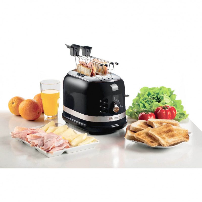 Prajitor de paine Ariete MODERNA 0149/02, 815W, 2 felii, 3 functii, 6 trepte, Tava firimituri detasabila, Negru