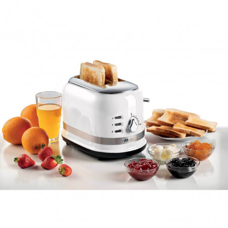 Prajitor de paine Ariete MODERNA 0149/01, 815W, 2 felii, 3 functii, 6 trepte, Tava firimituri detasabila, Alb