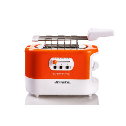 Prajitor de paine Ariete TOASTIME 0159/00, 700W, 2 felii, 3 functii, 9 trepte, Tava firimituri detasabila, Orange