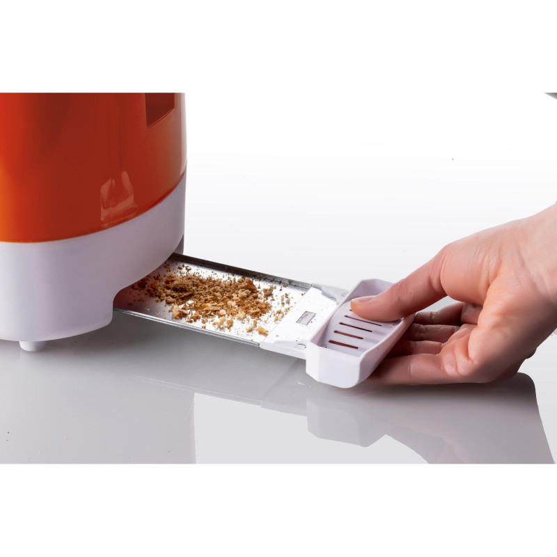 Prajitor de paine Ariete TOASTIME 0159/00, 700W, 2 felii, 3 functii, 9 trepte, Tava firimituri detasabila, Orange