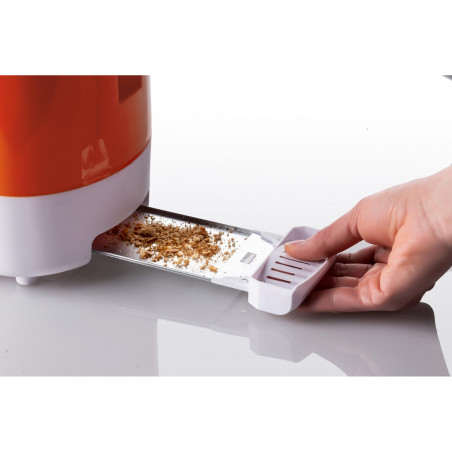 Prajitor de paine Ariete TOASTIME 0159/00, 700W, 2 felii, 3 functii, 9 trepte, Tava firimituri detasabila, Orange