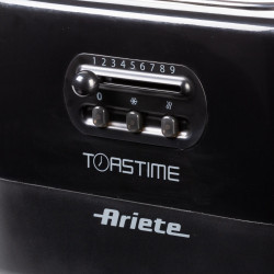 Prajitor de paine Ariete TOASTIME 0159/02, 700W, 2 felii, 3 functii, 9 trepte, Tava firimituri detasabila, Negru