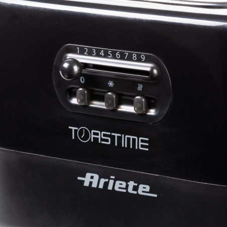Prajitor de paine Ariete TOASTIME 0159/02, 700W, 2 felii, 3 functii, 9 trepte, Tava firimituri detasabila, Negru