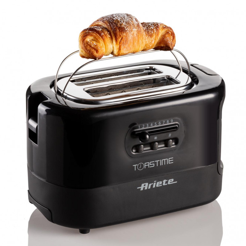 Prajitor de paine Ariete TOASTIME 0159/02, 700W, 2 felii, 3 functii, 9 trepte, Tava firimituri detasabila, Negru