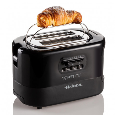 Prajitor de paine Ariete TOASTIME 0159/02, 700W, 2 felii, 3 functii, 9 trepte, Tava firimituri detasabila, Negru