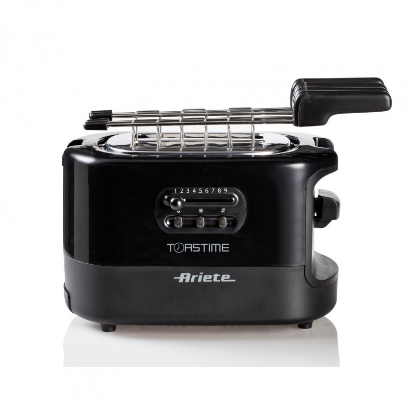 Prajitor de paine Ariete TOASTIME 0159/02, 700W, 2 felii, 3 functii, 9 trepte, Tava firimituri detasabila, Negru
