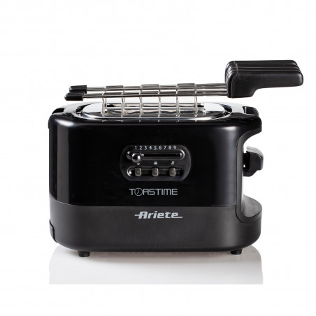 Prajitor de paine Ariete TOASTIME 0159/02, 700W, 2 felii, 3 functii, 9 trepte, Tava firimituri detasabila, Negru