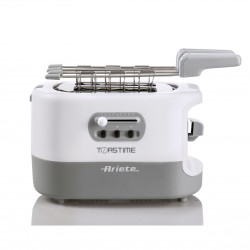 Prajitor de paine Ariete TOASTIME 0159/01, 700W, 2 felii, 3 functii, 9 trepte, Tava firimituri detasabila, Alb