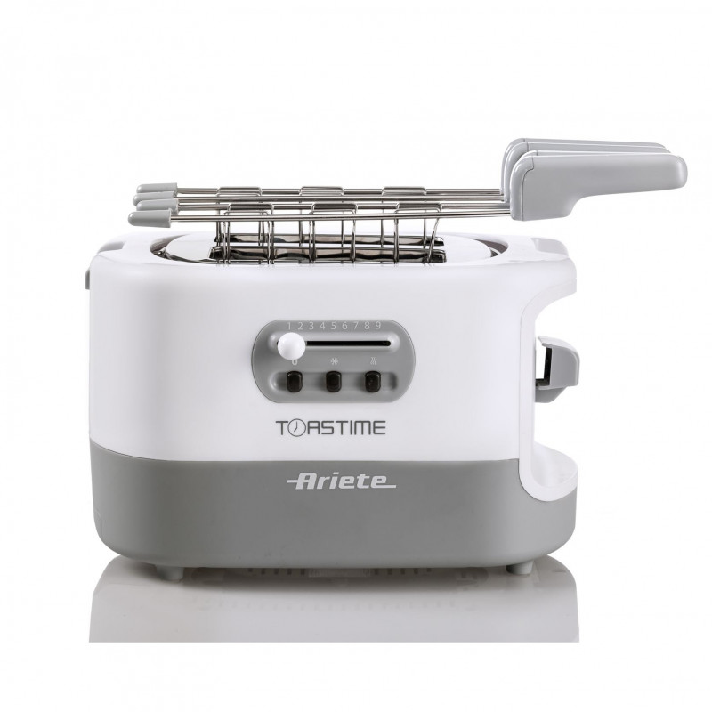 Prajitor de paine Ariete TOASTIME 0159/01, 700W, 2 felii, 3 functii, 9 trepte, Tava firimituri detasabila, Alb