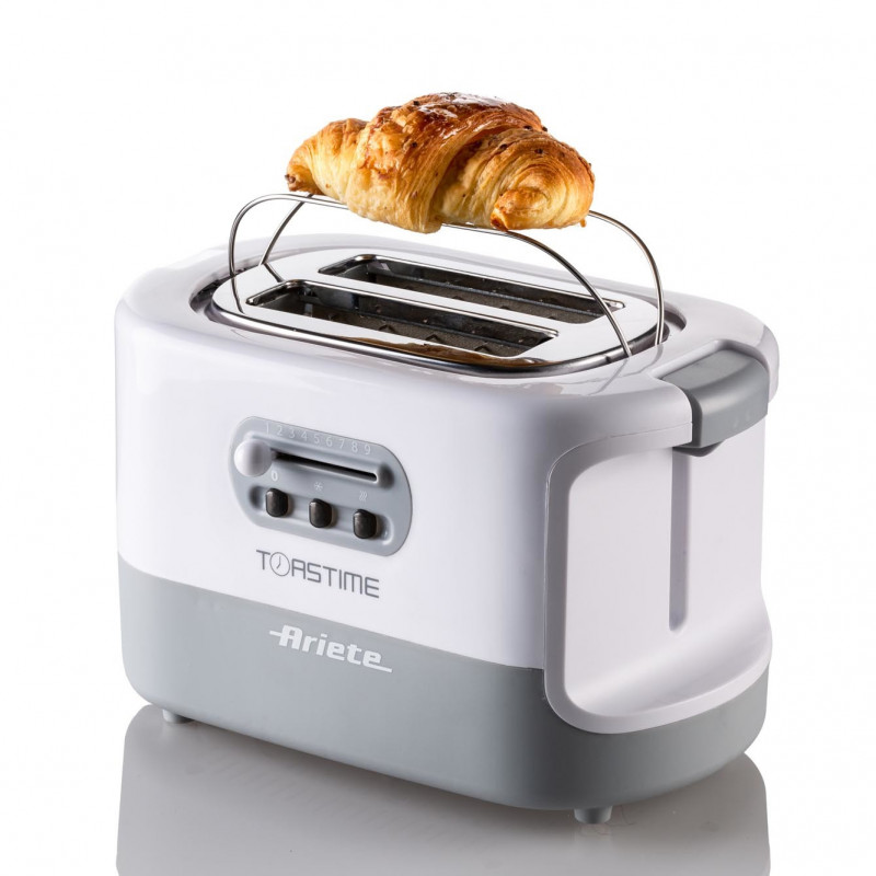 Prajitor de paine Ariete TOASTIME 0159/01, 700W, 2 felii, 3 functii, 9 trepte, Tava firimituri detasabila, Alb