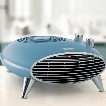 Aeroterma Ariete Vintage 2.0 8211/05, 2000W, 2 viteze, Aer cald/rece, Termostat, Functionare silentioasa, Albastru