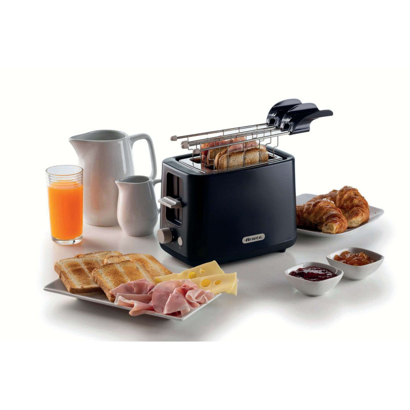 Prajitor de paine Ariete BREAKFAST 0157/03, 760W, 2 felii, Buton stop, 7 trepte, Tava dpentru firimituri detasabila, Negru