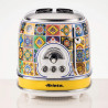 Prajitor de paine Ariete Positano 0155/0P, 810W, 2 felii, 3 functii, 6 trepte, Tava firimituri detasabila, Alb/Galben