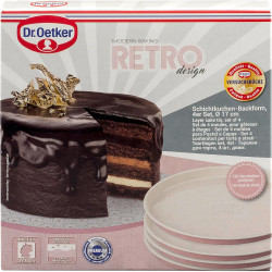 Set 4 forme pentru tort Dr.Oetker Retro 4654, 17x3 cm, Acoperire antiaderenta, Otel carbon, Roz