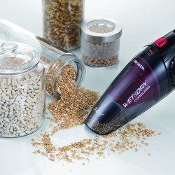 Aspirator de mână Ariete WET & DRY CORDLESS 2474/00, 400 ml, Baterie LI-Ion 1200 mAh/3.6V, Autonomie 12 min, Filtru lavabil, Negru/Negru