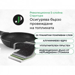 Set oale si tigai Just Perfecto JL-27, 15 h, Aluminiu turnat, Acoperire din marmura, Inductie, Accesorii, Negru