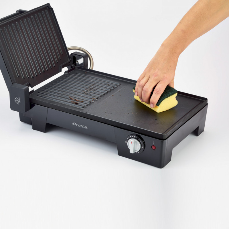 Gratar electric 3in1 Ariete MULTI GRILL 1916/10, 2400 W, 60x25 cm, Suprafata extensibila, Termostat, Negru