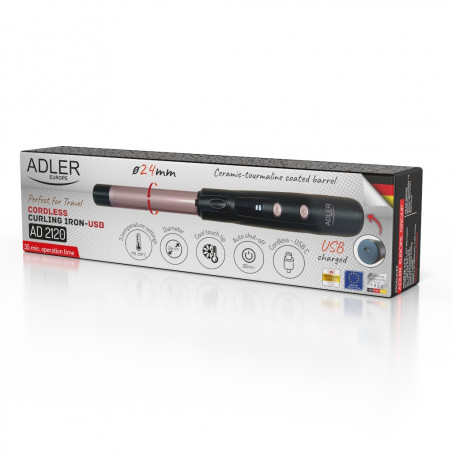 Ondulator pentru par Adler AD 2120, 50W, 210 C, Acoperire ceramica-Turmalina, Afisaj LED, Negru/Cupru