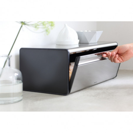 Cutie pentru paine Brabantia Fall Front 646848, 18 L, 46.5x25 cm, Montare pe perete, Inox