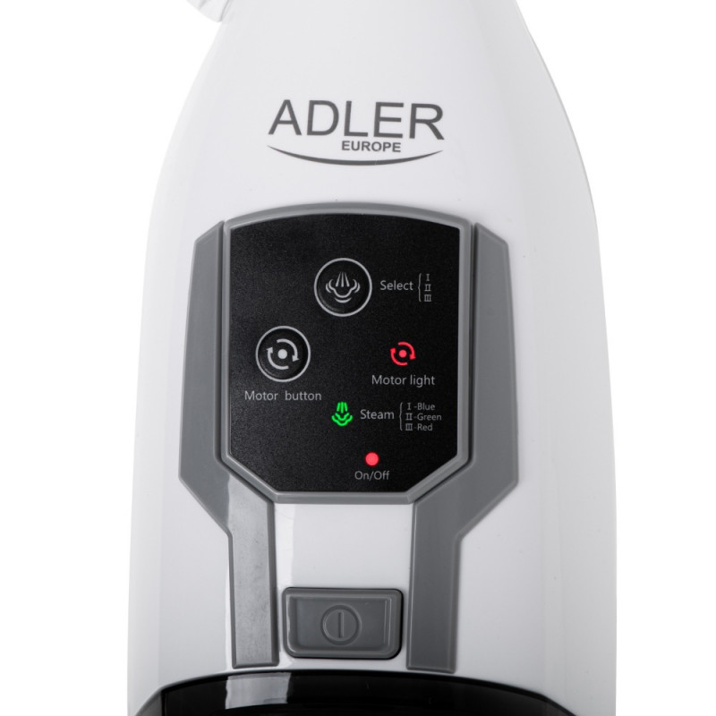 Mop cu aburi Adler AD 7052, 1300 W, 3 setari, 0.550 L, 2 capete rotative, 2 moduri de functionare, Incalzire rapida, Alb