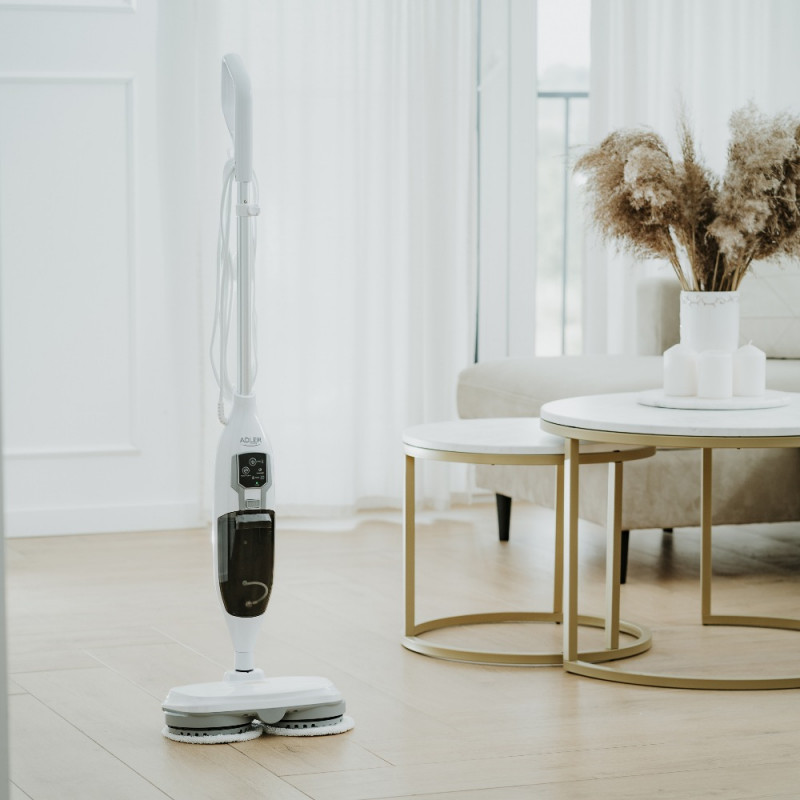 Mop cu aburi Adler AD 7052, 1300 W, 3 setari, 0.550 L, 2 capete rotative, 2 moduri de functionare, Incalzire rapida, Alb