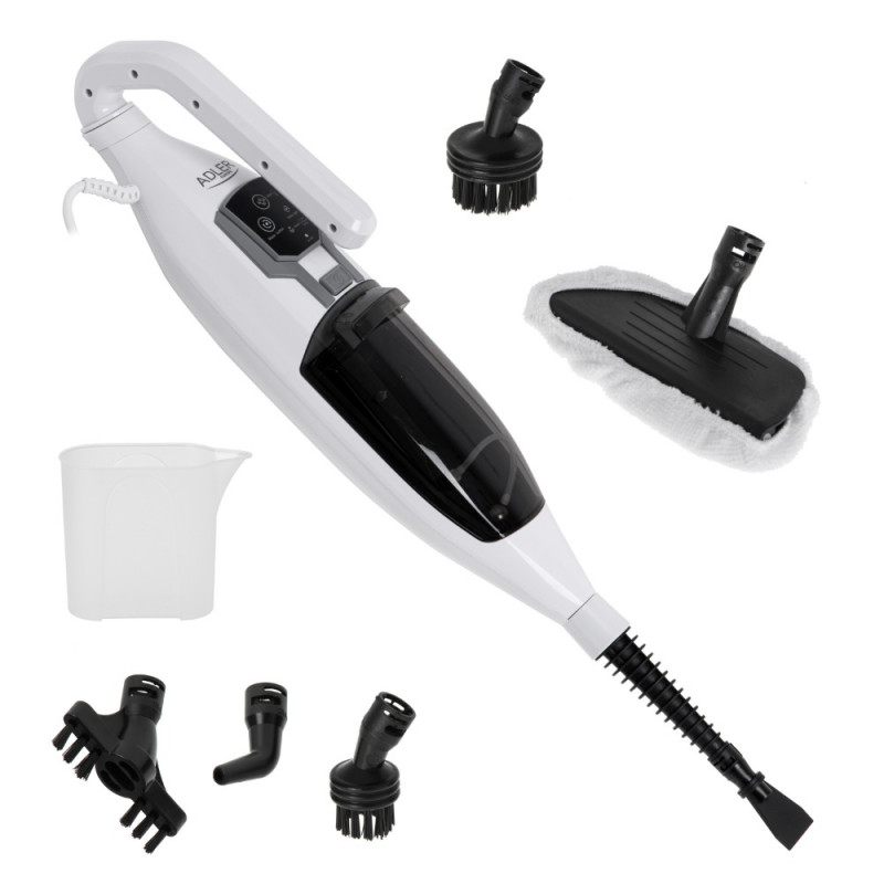 Mop cu aburi Adler AD 7052, 1300 W, 3 setari, 0.550 L, 2 capete rotative, 2 moduri de functionare, Incalzire rapida, Alb