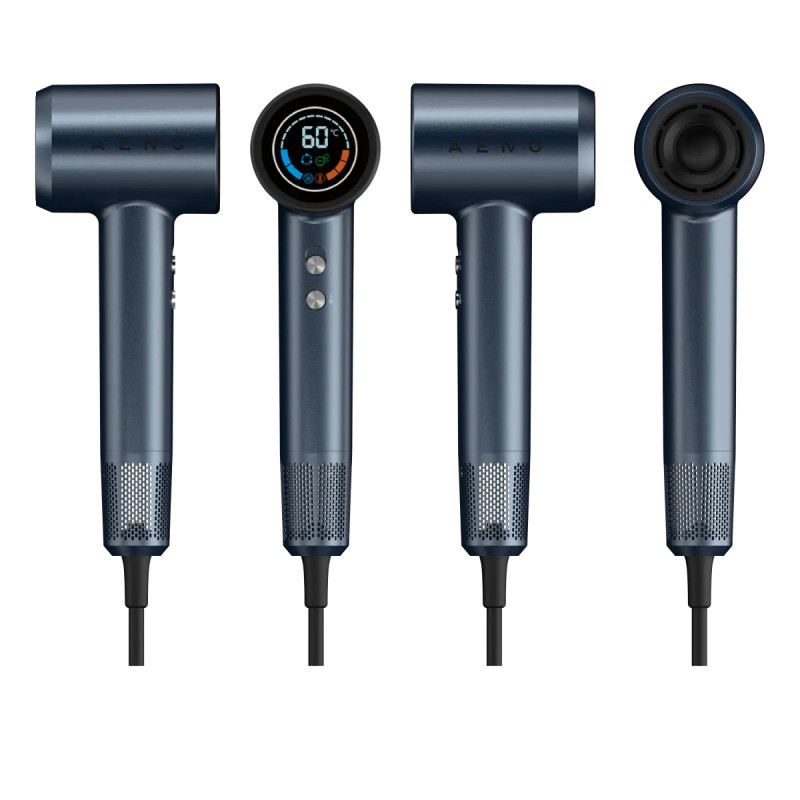 Uscător de păr AENO HD3 AHD0003, 1500W, Motor fără perii, 3 viteze, 5 niveluri, 68 dB, Afișaj LED, Albastru