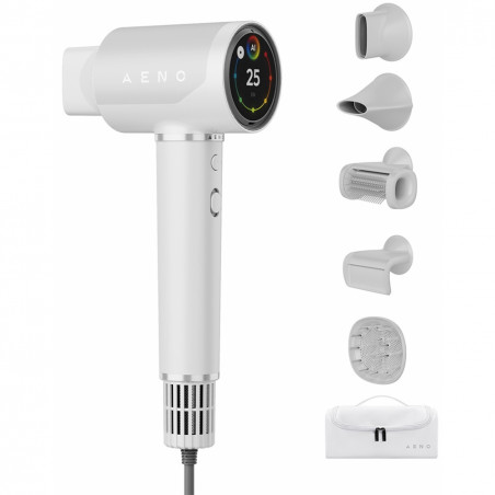 Uscator pentru par AI AENO HD5 AHD0005W, 1500W, Motor fara perii, 2 viteze, 3 trepte, 67 dB, Control vocal, Alb