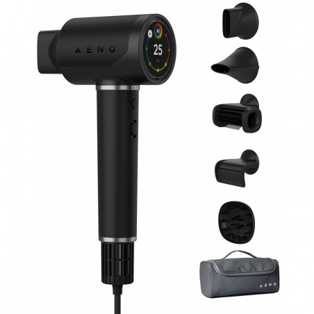Uscător de păr AI AENO HD5 AHD0005B, 1500W, Motor fără perii, 2 viteze, 3 niveluri, 67 dB, Control vocal, Negru
