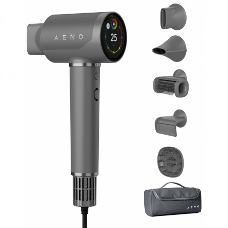 Uscator pentru par AI AENO HD5 AHD0005G, 1500W, Motor fara perii, 2 viteze, 3 trepte, 67 dB, Control vocal, Gri