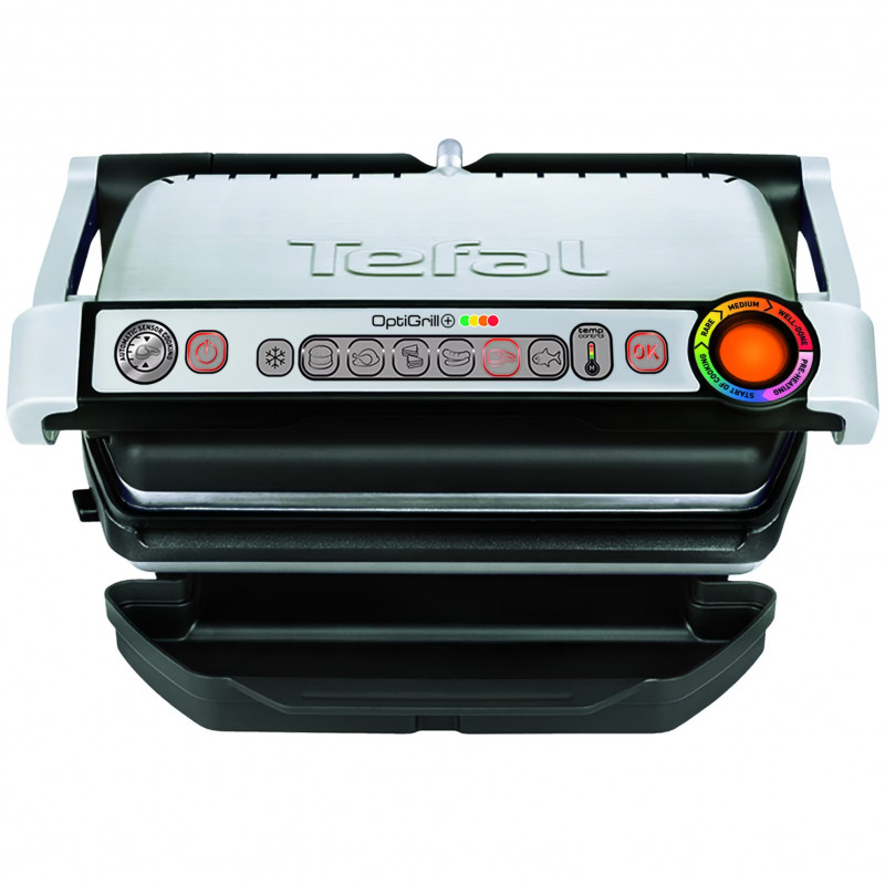 Gratar electric Tefal OptiGrill+ Waffles GC716D12, 2000W, 6 programe, Acoperire antiaderenta Teflon, Placi pentru vafe, Control temperatura, Max 275°C, Inox