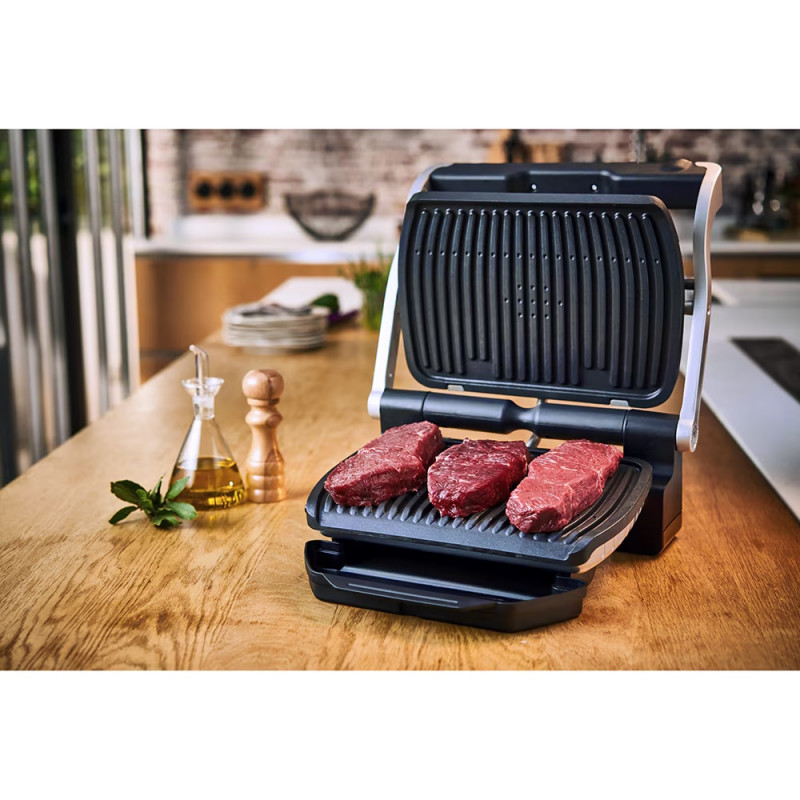 Gratar electric Tefal OptiGrill+ Waffles GC716D12, 2000W, 6 programe, Acoperire antiaderenta Teflon, Placi pentru vafe, Control temperatura, Max 275°C, Inox