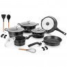 Mixer planetar Royalty Line RL-ES2014M Negru, 17 piese, Placare cu marmura, Inductie, Negru