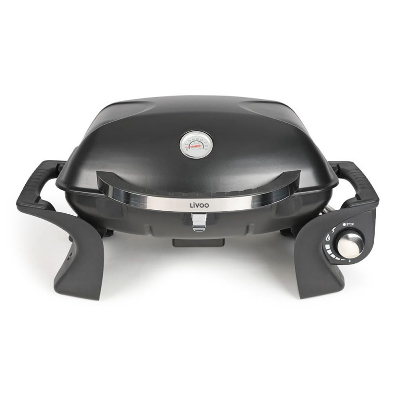 Gratar portabil pe gaz Livoo DOC275, 3.5kW, Aprindere automata, Negru