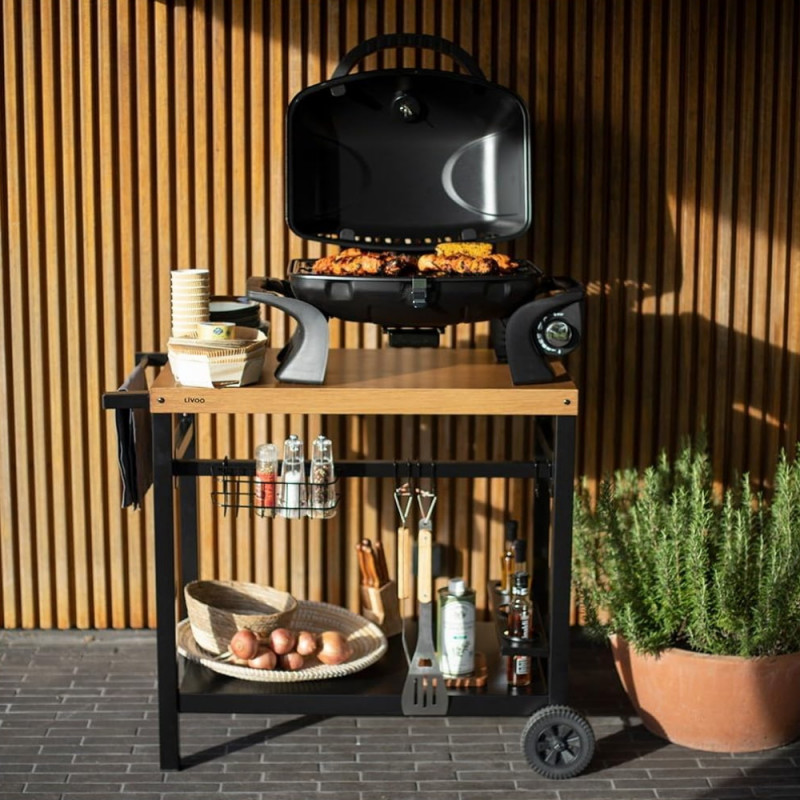 Gratar portabil pe gaz Livoo DOC275, 3.5kW, Aprindere automata, Negru