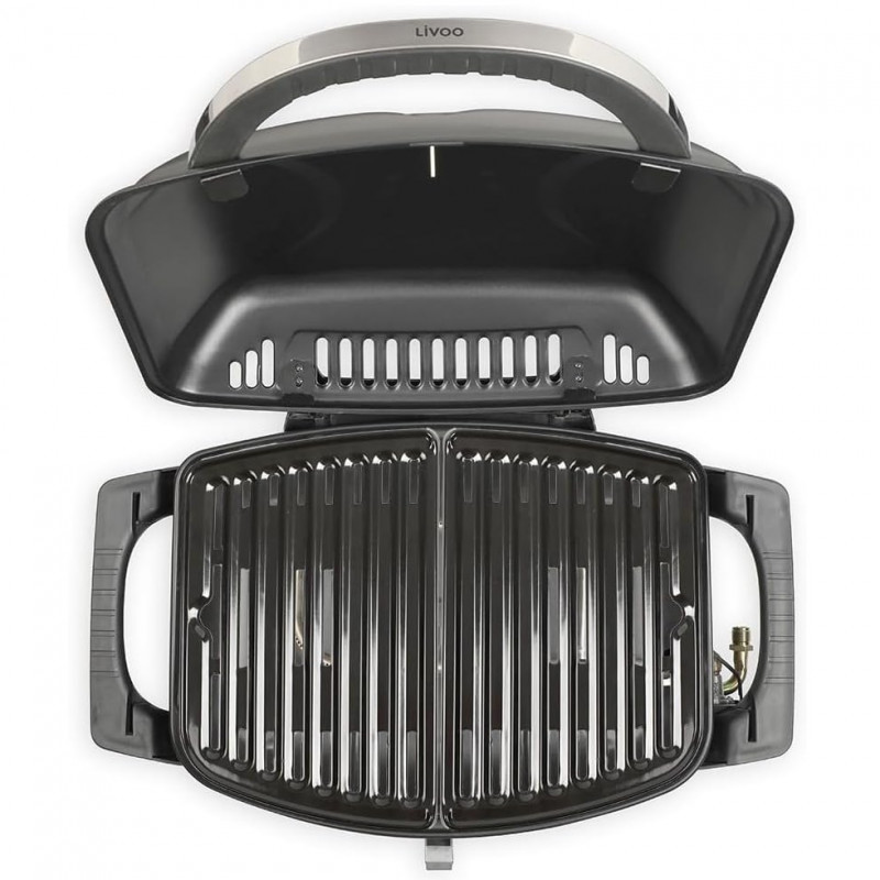 Gratar portabil pe gaz Livoo DOC275, 3.5kW, Aprindere automata, Negru