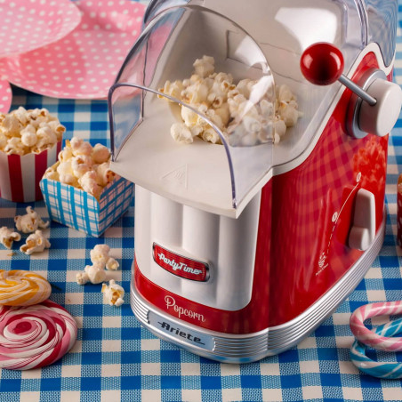 Aparat preparare popcorn cu aer cald Ariete Party Time 2.0 2958/00, 1100W, 600 g, Pulse-Clean, Rosu
