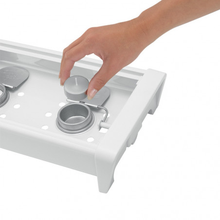 Tava servire la cald Brabantia 646996, 2 incalzitoare, Grill din aluminiu, Manere reci, Alb/Negru