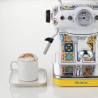 Espressor manual Ariete Positano 1389/1P, 850W, 15 bar, 0.9 L, Spumator de lapte, Cafea macinata si doze ESE, Alb/Galben
