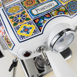 Espressor manual Ariete Positano 1389/1P, 850W, 15 bar, 0.9 L, Spumator de lapte, Cafea macinata si doze ESE, Alb/Galben