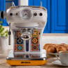 Espressor manual Ariete Positano 1389/1P, 850W, 15 bar, 0.9 L, Spumator de lapte, Cafea macinata si doze ESE, Alb/Galben