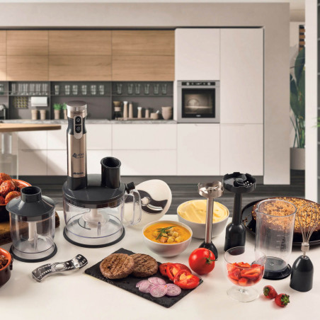 Set blender, mixer, tocator 7in1 Ariete 4 BLADES 0898/11, 1000W, 10 viteze, 7 functii, Turbo, Negru/Inox