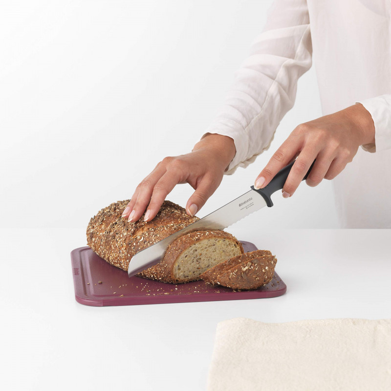 Cutit pentru paine Brabantia Tasty+ 1001162, 20 cm, Otel calit, Rezistent la zgarieturi si coroziune, Gri inchis