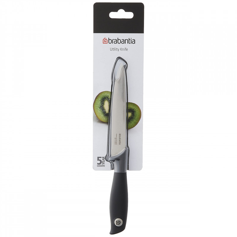 Cuțit Brabantia Tasty+ 1001165, 13.3 cm, Oțel călit, Rezistent la zgârieturi și coroziune, Gri închis