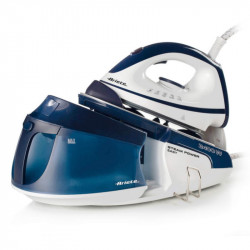 Statie de calcat cu aburi Ariete STEAM POWER PRO 5571/00, 2400W, 7 bar, 1.8 L, Placa ceramica, Degresant, Functie economisire energiei, Alb/Albastru