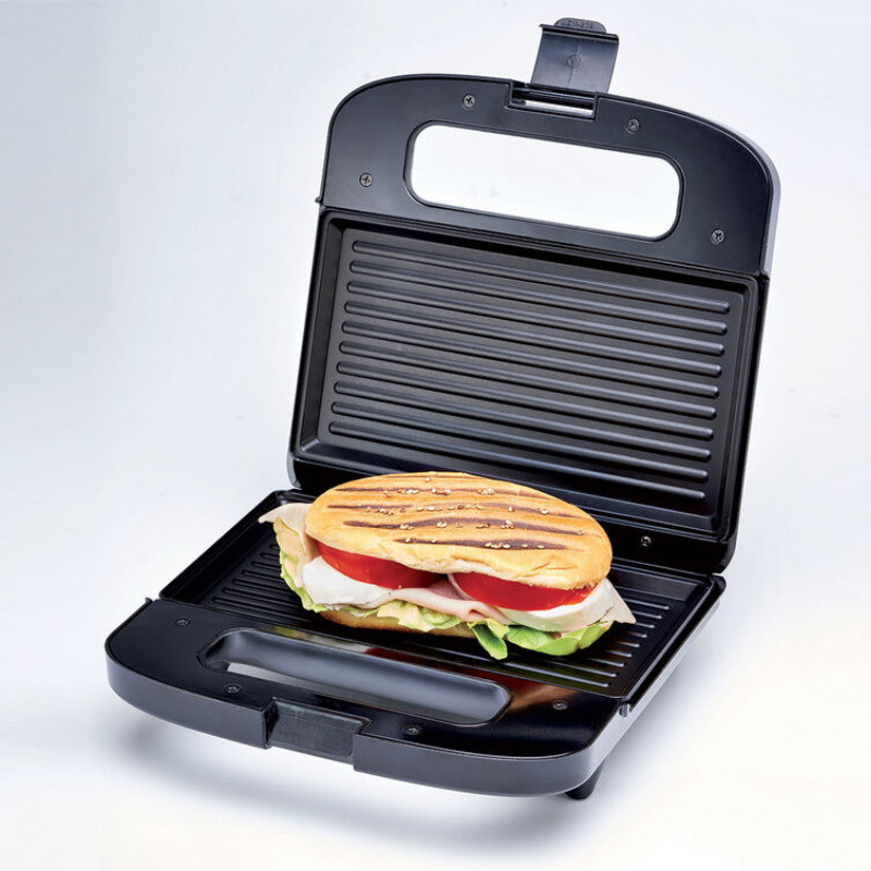 Sandwich maker Ariete TOAST AND GRILL COMPACT 1980/00, 750W, Acoperire antiaderenta, Indicatoare, Negru/Gri