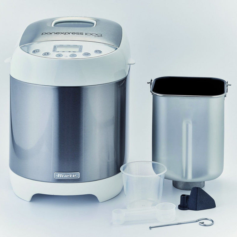 Masina de facut paine Ariete PANEXPRESS 1000 0133/00, 550W, 1 kg, 19 programe, LCD, 3 trepte de coacere, Pornire intarziata 15 h, Inox