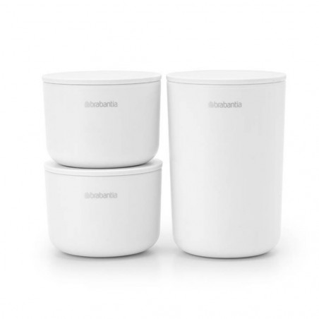 Set de depozitare Brabantia ReNew 1004129, 3 piese, Fund moale anti-alunecare, Alb