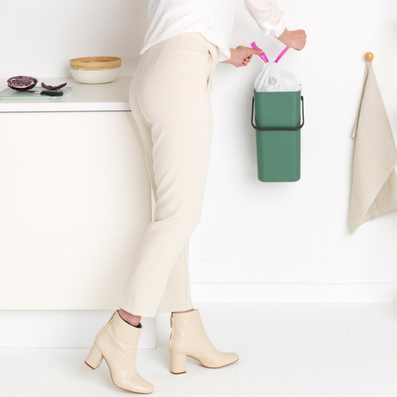 Cos de gunoi colectare selectiva Brabantia Sort&Go 1003235, 16 L, Maner, Montabil pe perete, Verde închis